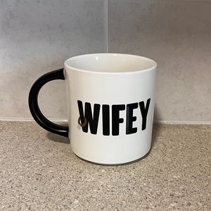 INDIGO White and Black Coffee or Tea  Mug with "Wifey" on both sides. Never used